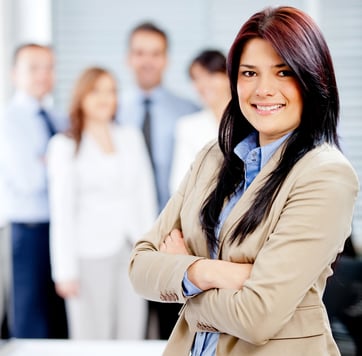 Successful business woman leading a corporate team